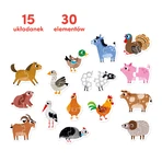 CzuCzu Puzzle cu perechi Animale din mediul rural, puzzle-uri pentru copii, de la 18 luni, 30 elemente
