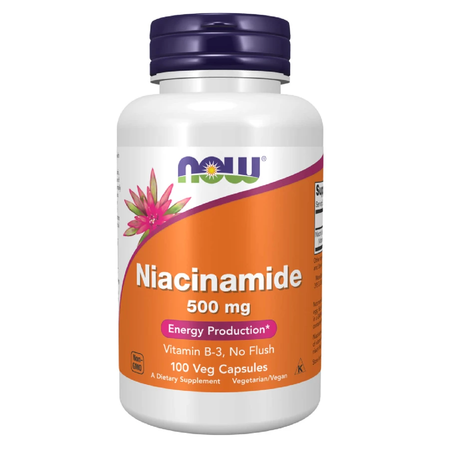 Now Foods Niacinamida 500 mg, vitamina B3, 100 cápsulas vegetales