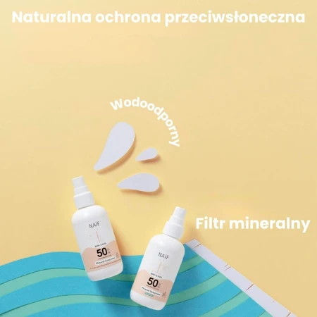 Naif Baby & Kids, spray de protecție solară minerală pentru bebeluși și copii, de la naștere, SPF 50, neperfumat, 100 ml