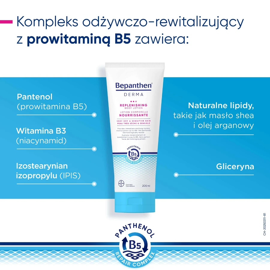 Bepanthen Derma Replenishing, loción corporal nutritiva en profundidad, 200 ml
