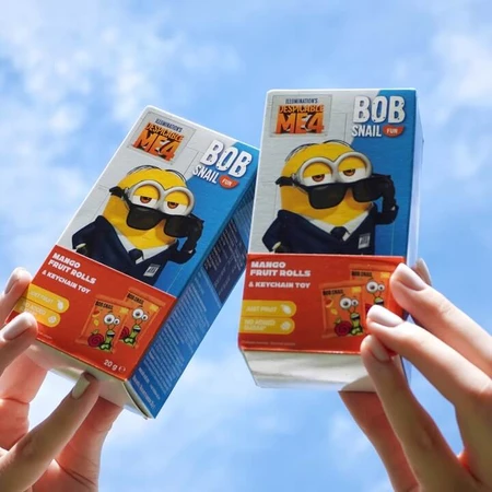 Bob Snail Fun set, Roll gustare de fructe, mango, 20 g + jucărie, Minion
