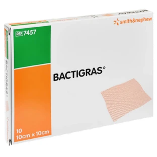 Bactigras, pansament cu parafină, steril, 10 cm x 10 cm, 10 bucăți