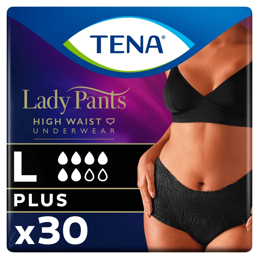 Tena Lady Pants Zwart – L (95–130 cm), 30 stuks