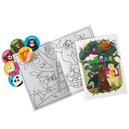 BioBas Bio pap set, rijst, spelt, gierst, griesmeel, havermout, met kleurboek en stickers, geen suiker toegevoegd, vanaf 6 maanden, 6 x 200 g