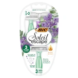 BIC Soleil Escape, rasoir féminin jetable, 3 tranchants, Lavande & Eucalyptus, 3 pièces
