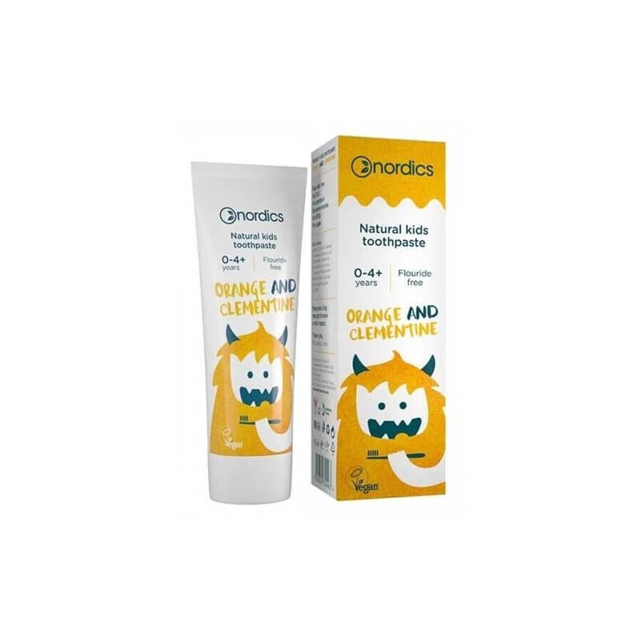 Pasta de dientes natural para niños con naranja y clementina, 50 ml, Nordics