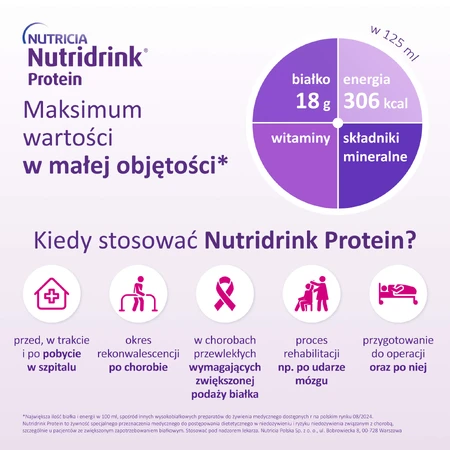 Kit di proteine Nutridrink, gusto vaniglia, 8 x 125 ml + libretto di ricette in omaggio