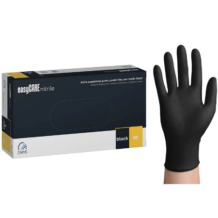 EasyCare Nitrile, mănuși din nitril, nesterile, fără pudră, negre, mărimea M, 100 bucăți