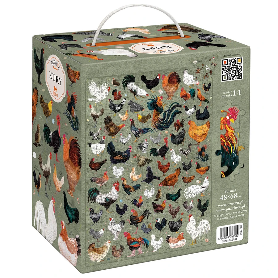 CzuCzu Puzzlove Kippen, familie puzzel, 1000 stukjes