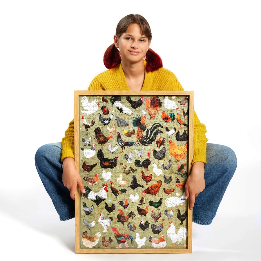 CzuCzu Puzzlove Kippen, familie puzzel, 1000 stukjes