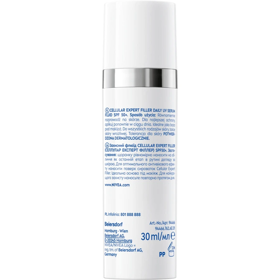 Nivea Cellular Expert Filler Daily UV Serum Fluid, serum to correct signs of skin aging, SPF 50+, 30 ml
