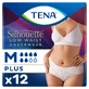 Tena Silhouette Plus Blanco, bragas absorbentes discretas para mujer, talla M, 12 unidades