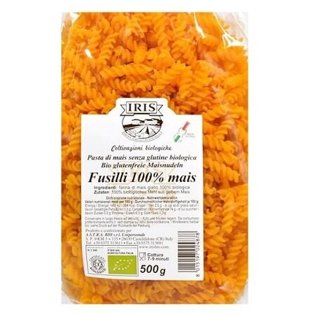 Paste Bio fara gluten Fusilli din porumb, 500 g, Iris Bio