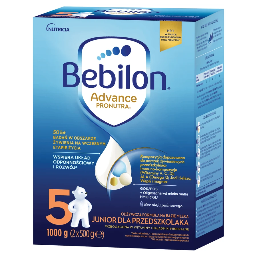 Set Bebilon Advance Pronutra 5 Junior, fórmula nutritiva a base de leche, para preescolares, 2 x 1000 g