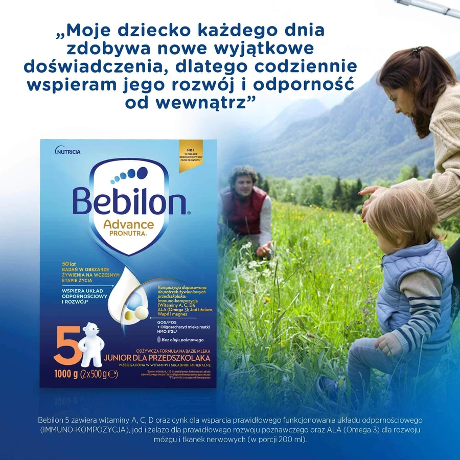 Set Bebilon Advance Pronutra 5 Junior, fórmula nutritiva a base de leche, para preescolares, 2 x 1000 g