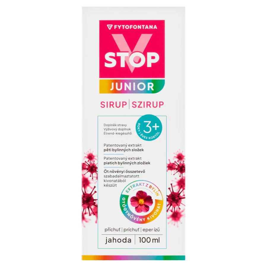 Fytofontana V-Stop Junior 3+, jarabe para niños mayores de 3 años, sabor fresa, 100 ml