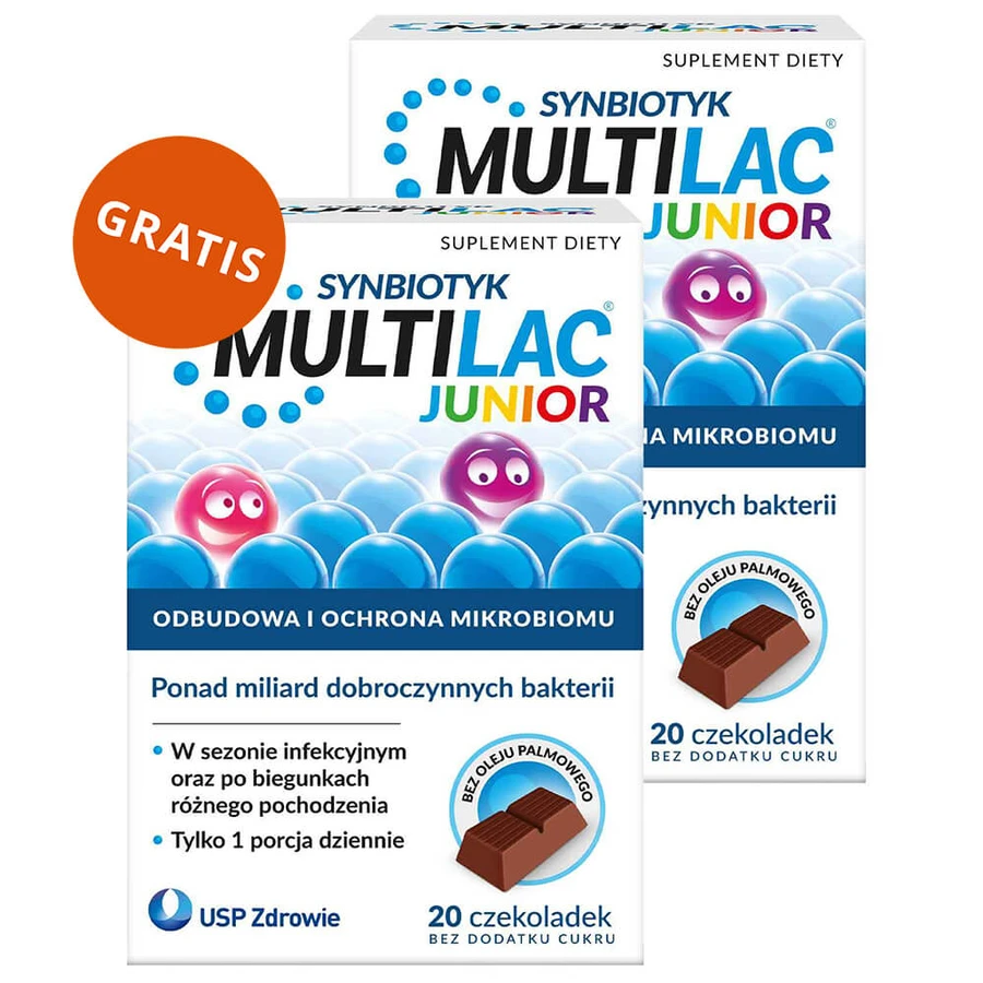 Multilac Junior Synbiotic, bombones, 20 unidades + 20 unidades gratis