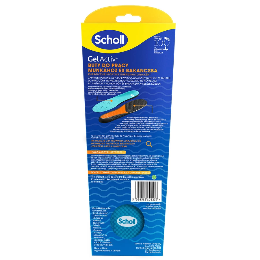 Scholl GelActiv, schoenzolen, voor werk, maat L 40-46,5, 2 stuks