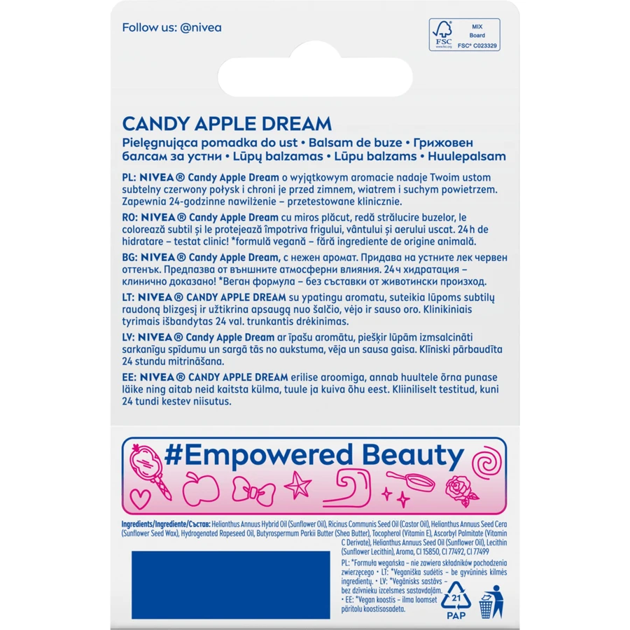 Nivea Disney Princess, ruj hrănitor, măr, Albă ca Zăpada, 4.8 g