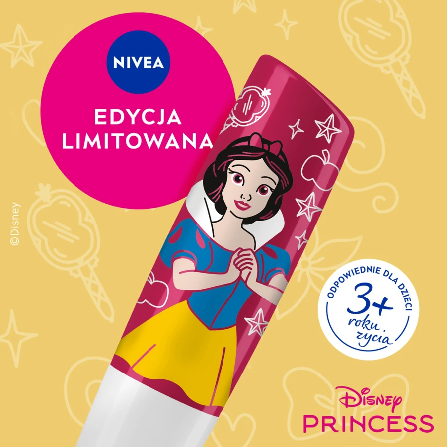 Nivea Disney Princess, ruj hrănitor, măr, Albă ca Zăpada, 4.8 g