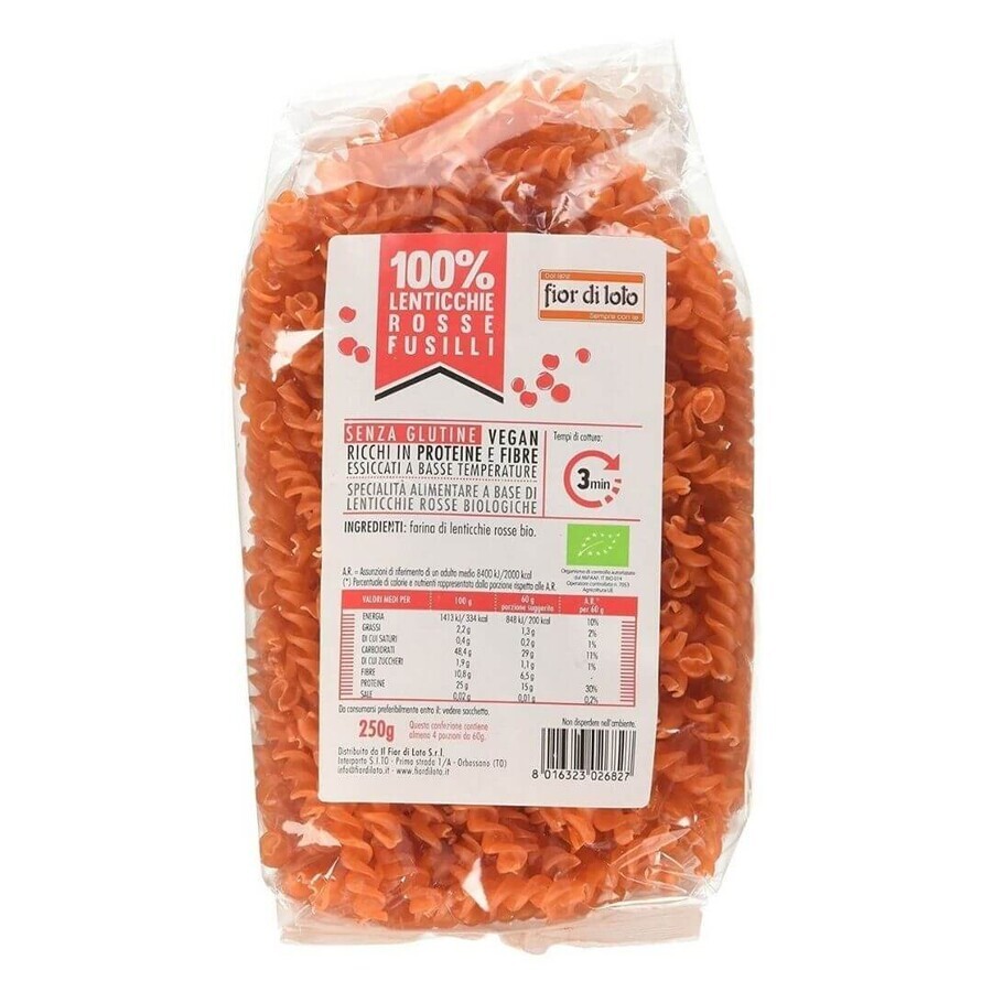 Fior Di Loto 100% Fusilli Lenticchie Rosse Biologico 250g