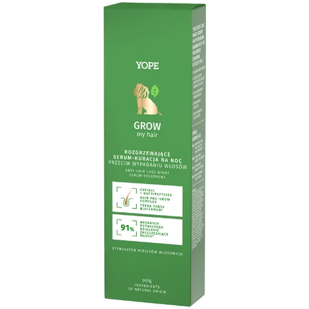 Yope Grow My Hair, ser încălzitor de noapte - tratament împotriva căderii părului, 110 ml