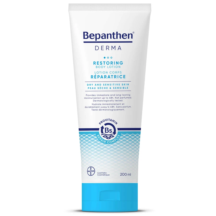 Bepanthen Derma Loción corporal restauradora, hidratante y revitalizante, 200 ml