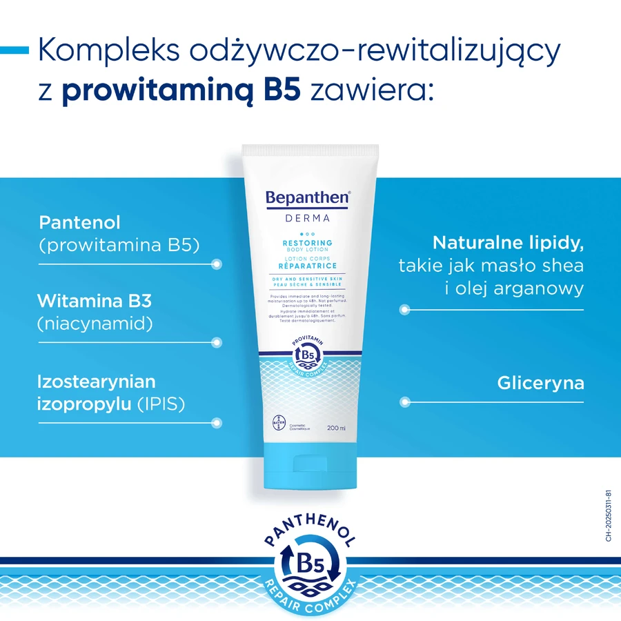 Bepanthen Derma Loción corporal restauradora, hidratante y revitalizante, 200 ml