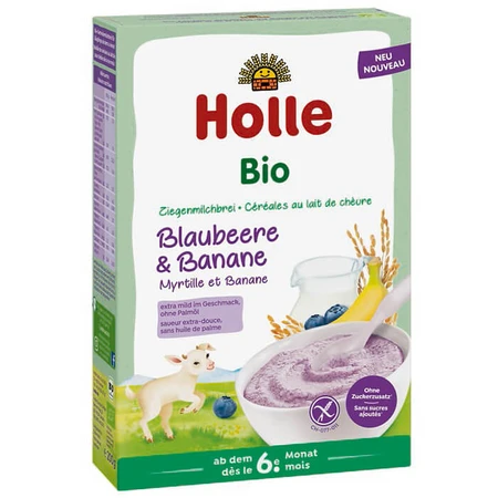 Holle Bio Reisbrei, Heidelbeere und Banane mit Ziegenmilch, glutenfrei, ab 6 Monaten, 200 g