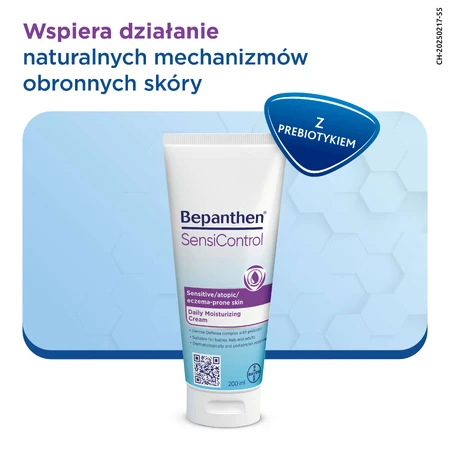 Bepanthen SensiControl, tägliche Feuchtigkeitscreme für Säuglinge, Kinder und Erwachsene, atopische Haut, 200 ml