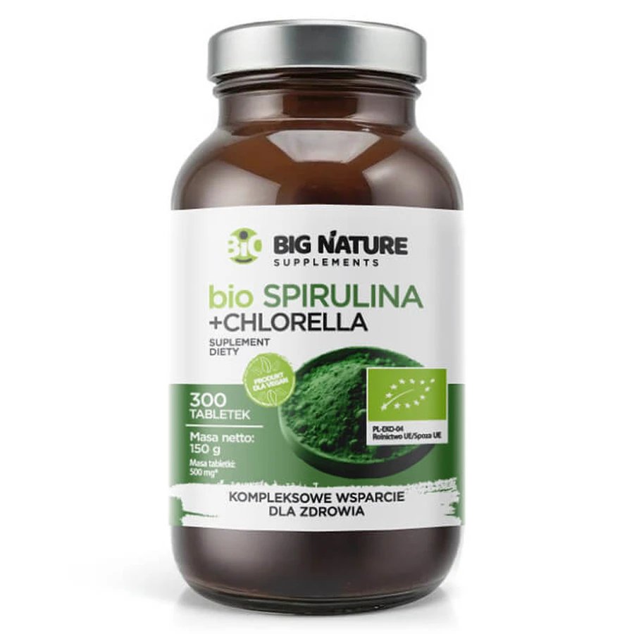 Big Nature Bio Spirulina + Chlorella, 300 comprimate