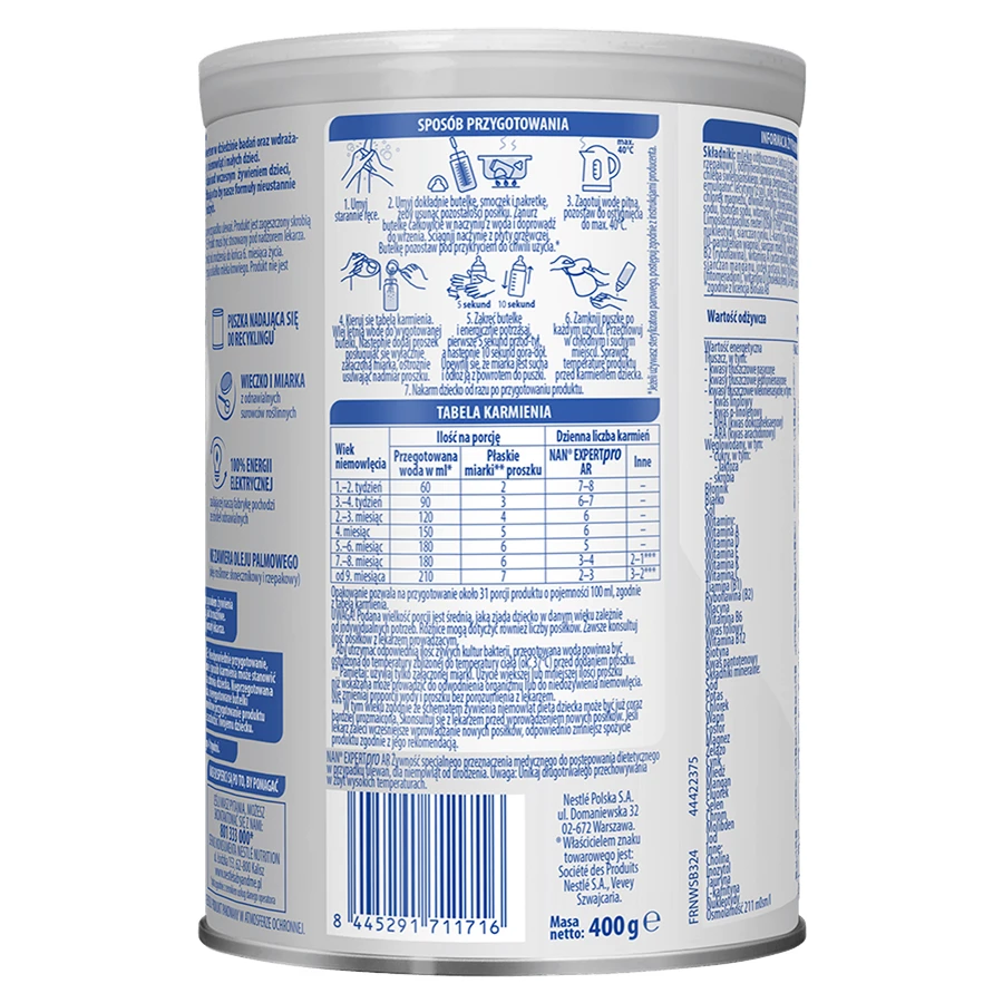 Nestle NAN Expertpro AR, pentru bebeluși cu tendința de a urina, de la naștere, 400 g