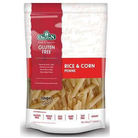 Penne de arroz y maíz sin gluten, 250 g, Orgran