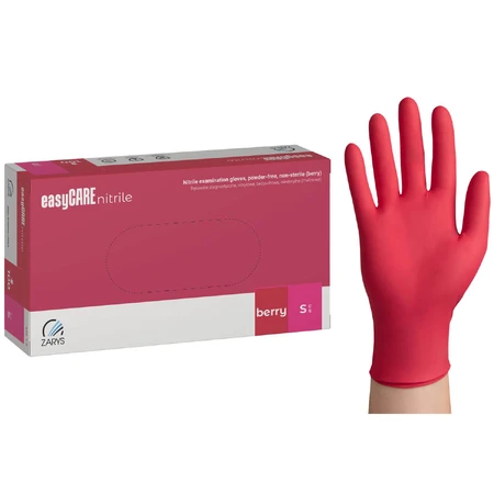 EasyCare Nitrile, mănuși din nitril, nesterile, fără pudră, zmeură, mărimea S, 100 bucăți