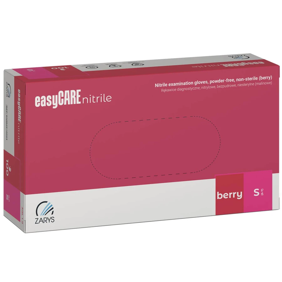EasyCare Nitrile, mănuși din nitril, nesterile, fără pudră, zmeură, mărimea S, 100 bucăți