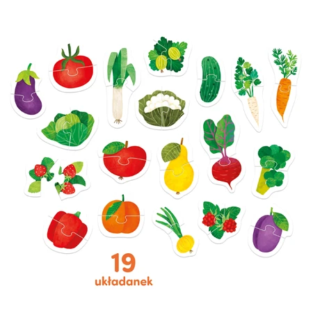 CzuCzu Paired Puzzles Fruits and Vegetables, puzzle-uri pentru copii, de la 18 luni, 38 piese