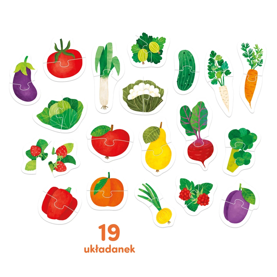 CzuCzu Paired Puzzles Fruits and Vegetables, puzzle-uri pentru copii, de la 18 luni, 38 piese