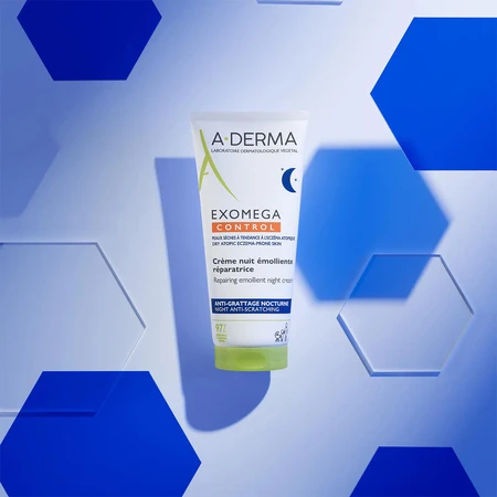 A-Derma Exomega Control, crème de nuit régénérante et émolliente, peaux sèches et à tendance atopique, dès le premier jour, 200 ml