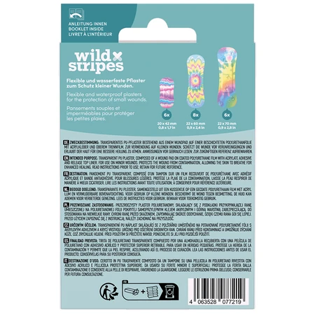 Wild Stripes Waterproof, tiritas, arco iris, impermeables, 20 unidades