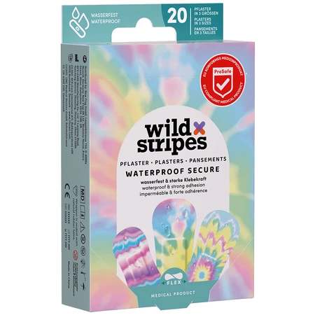 Wild Stripes Waterproof, tiritas, arco iris, impermeables, 20 unidades