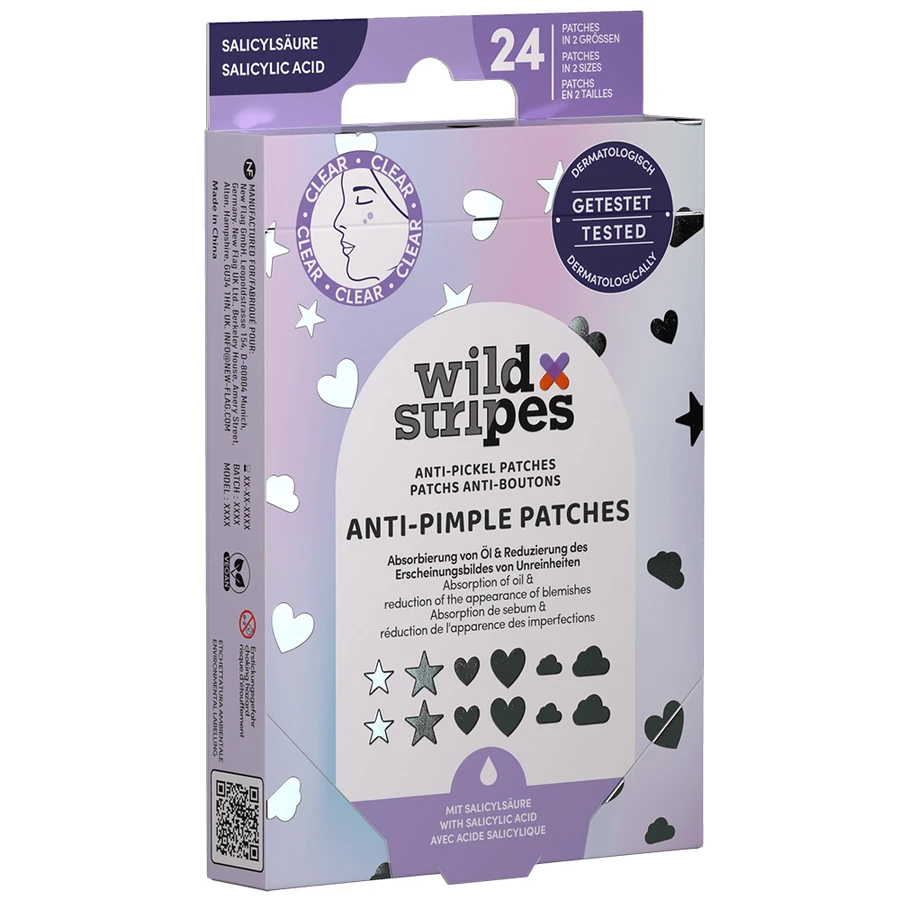 Wild Stripes Anti-Pimple Patches Holo Clear, eczema patches with salicylic acid, 24 pieces