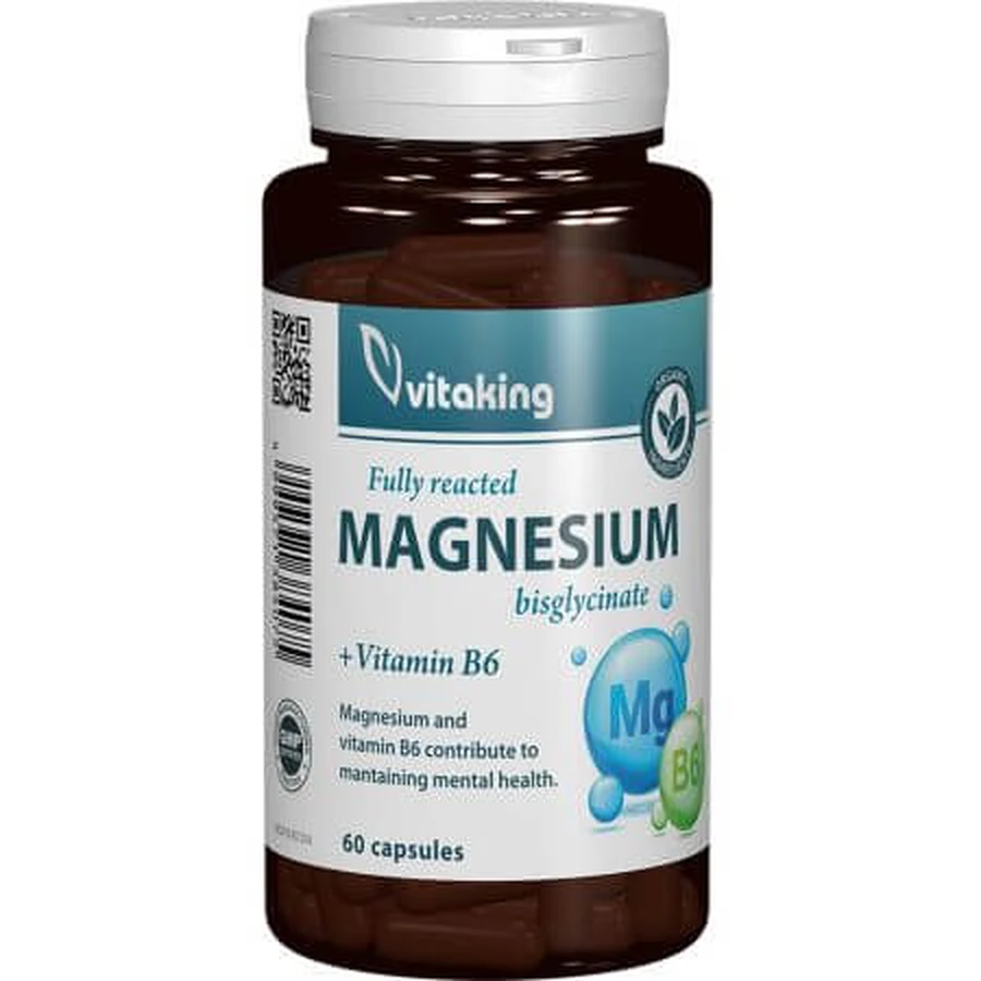 Bisglicinato de magnesio con vitamina B6, 60 cápsulas, Vitaking