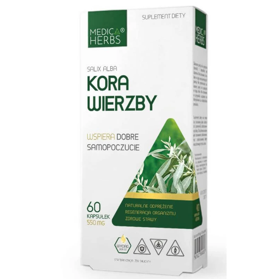 Corteza de sauce 550 mg 60 cápsulas MEDICA HERBS