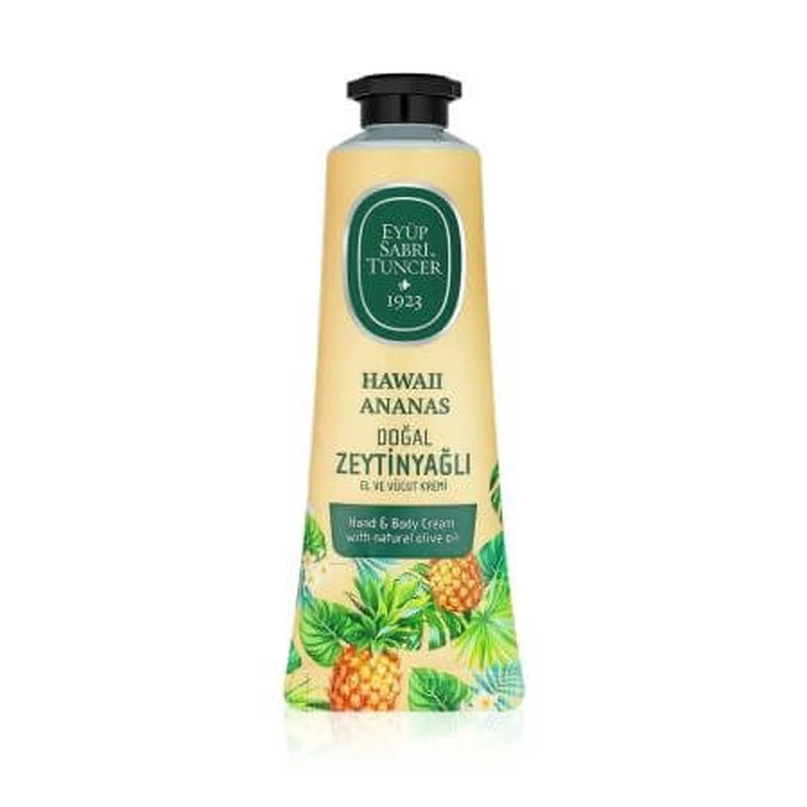 Crema mani e corpo all'olio d'oliva Hawaii Pineapple, 50 ml, Eyup Sabri Tuncer