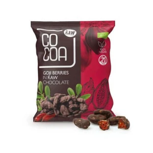 Goji biologico in cioccolato crudo vegano, 70 g, cacao