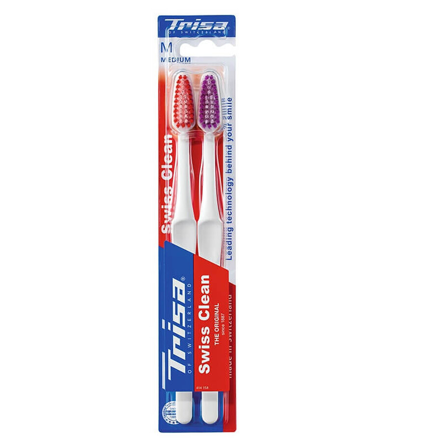 Cepillos de dientes Medium Swiss Clean, 2 pcs, Trisa