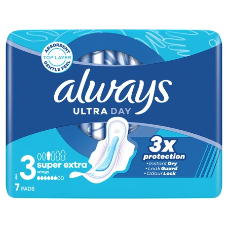 Always Ultra Day, sanitary napkins with wings, Super Extra, 7 pieces