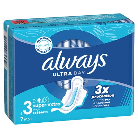 Always Ultra Day, sanitary napkins with wings, Super Extra, 7 pieces