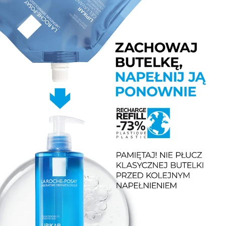 La Roche-Posay Lipikar set, gel nettoyant doux pour le visage et le corps, peau sensible, 400 ml + réserve, 400 ml