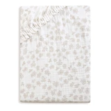 BabyMatex, Musselintuch mit Gummizug 60 cm x 120 cm, Musselin Design, weiß mit Rosen